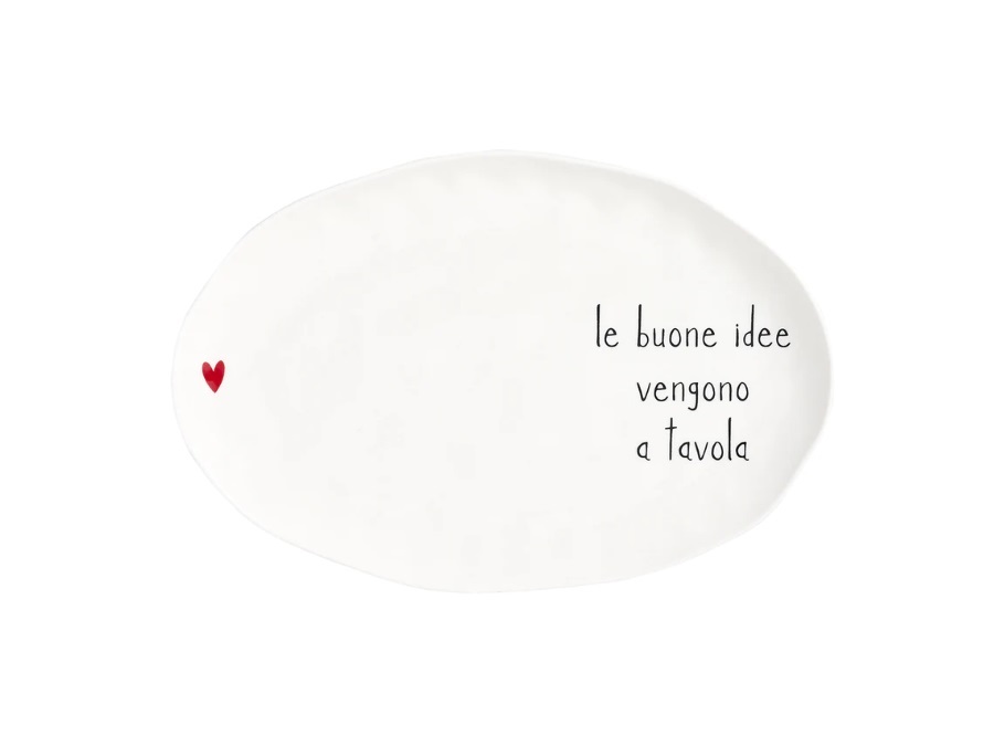 SIMPLE DAY LIVING & LIFESTYLE Piatto ovale Le buone idee vengono a tavola, 36,6x24,5 cm