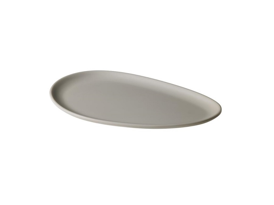 LEONE Piatto ovale melamina, grigio - MISURA 35 x 24,8 x 1,6h cm