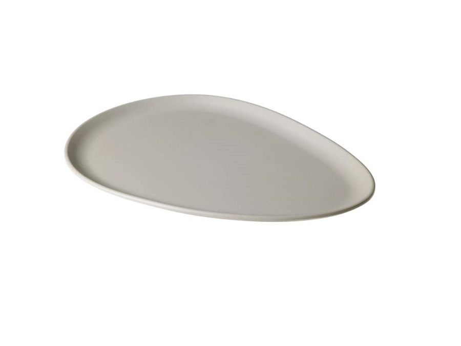 LEONE Piatto ovale melamina, grigio - MISURA 35 x 24,8 x 1,6h cm