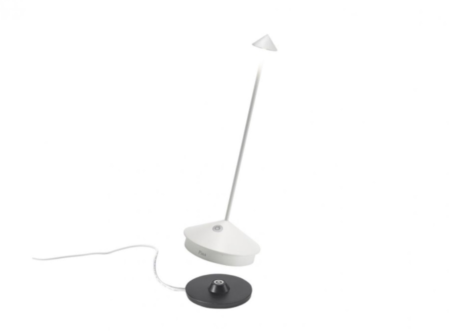 ZAFFERANO S.R.L. Pina pro, lampada da tavolo ricaricabile bianco opaco