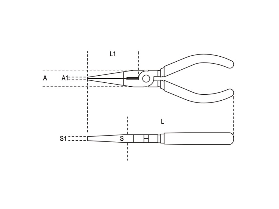 BETA UTENSILI PINZA A BECCHI MEZZOTONDI LUNGHISSIMI DIRITTI ZIGRINATI, CROMATE, MANICI RICOPERTI CON 2 STRATI DI PVC ANTISCIVOLO - ART. 1166