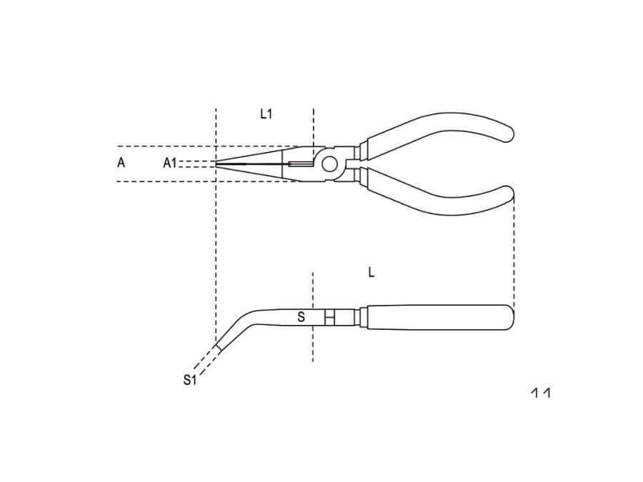 BETA UTENSILI Pinza a becchi piatti lunghissimi piegati zigrinati manici ricoperti con 2 strati di PVC antiscivolo