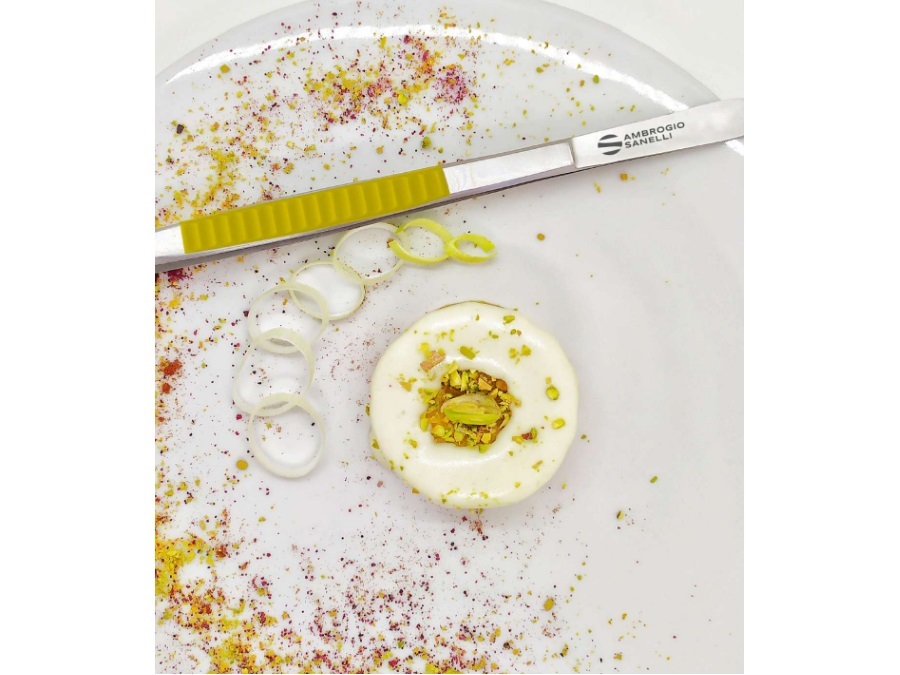 AMBROGIO SANELLI Pinza chef in acciaio inox con inserto giallo - 30 cm