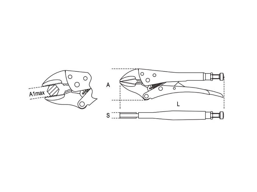 BETA UTENSILI Pinza regolabile autobloccante becchi lunghi, 175 mm