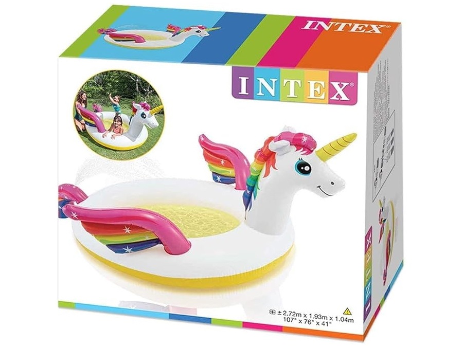 INTEX Piscina unicorno con spruzzino, 272 x 193 x 104 cm