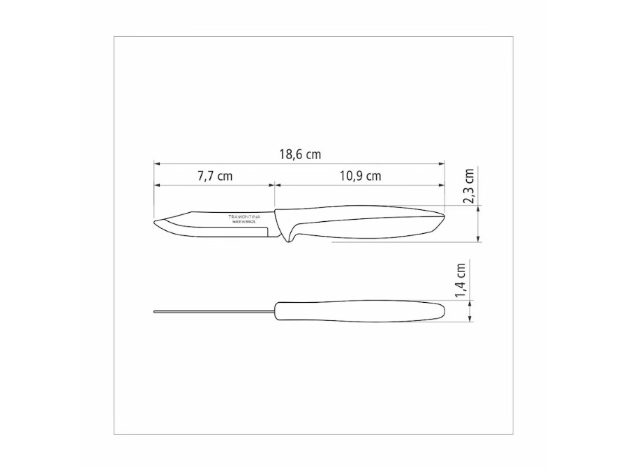 TRAMONTINA Plenus, Coltello Frutta e Verdura con Lama in Acciaio Inox e Manico in Polipropilene