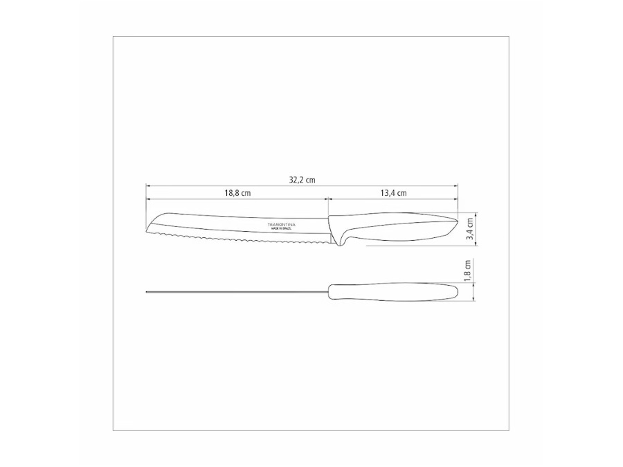 TRAMONTINA Plenus, Coltello pane con Lama in Acciaio Inox e Manico in Polipropilene