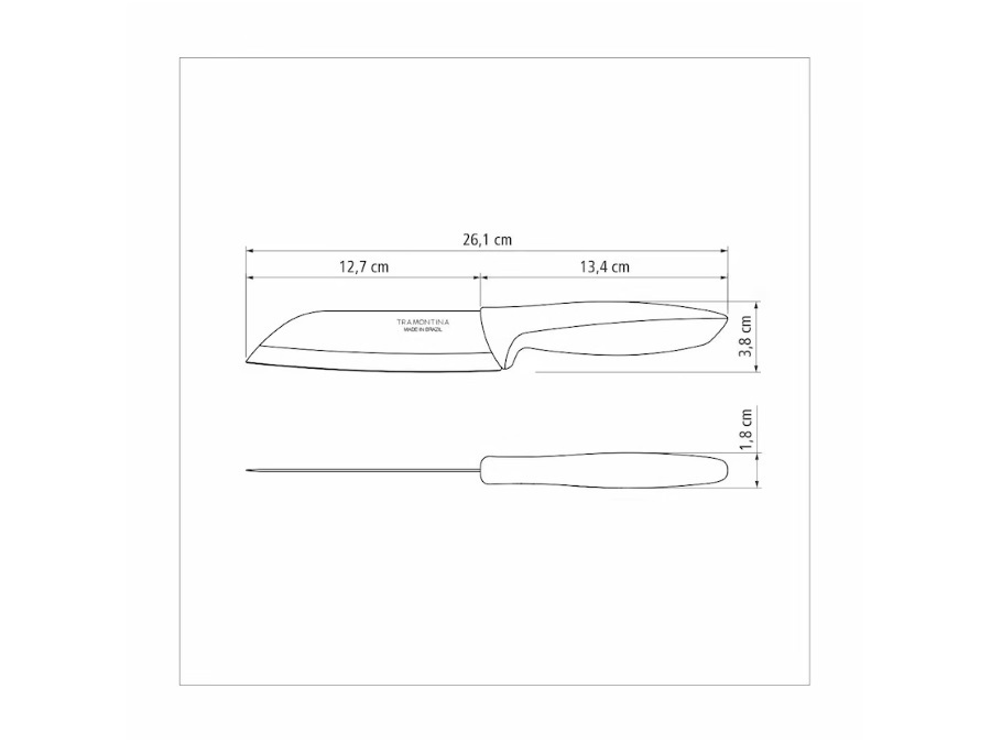 TRAMONTINA Plenus, Coltello Santoku con Lama in Acciaio Inox e Manico in Polipropilene Nero