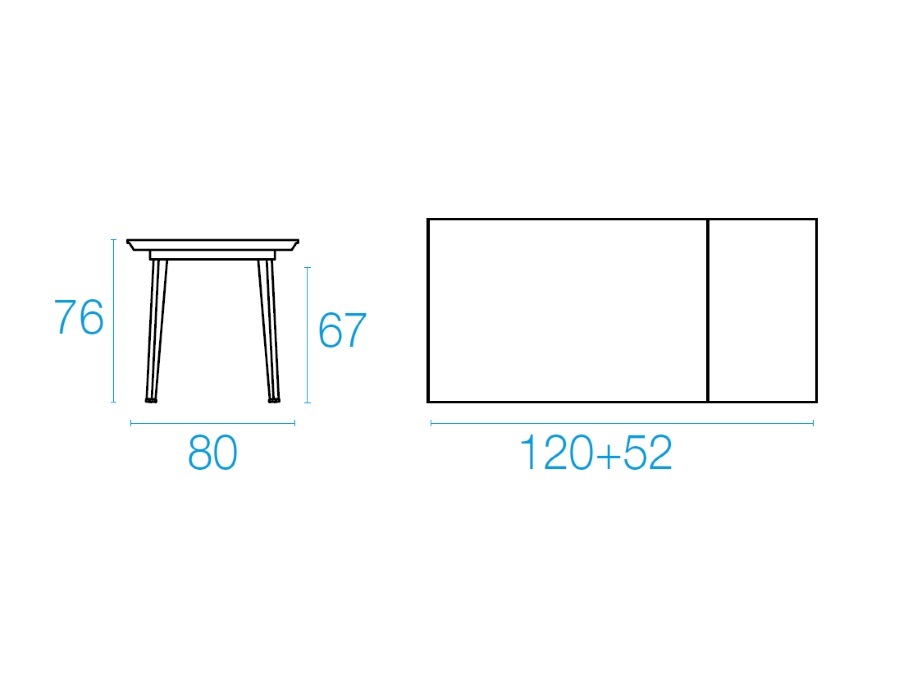 EMU Plus4, Tavolo allungabile Balcony 120+52 x 80 x 76 cm ferro antico