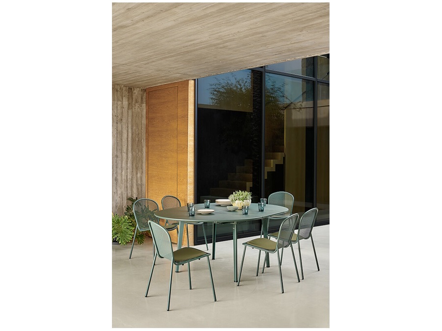 EMU Plus4, tavolo tondo allungabile 138+60x76 cm, ferro antico