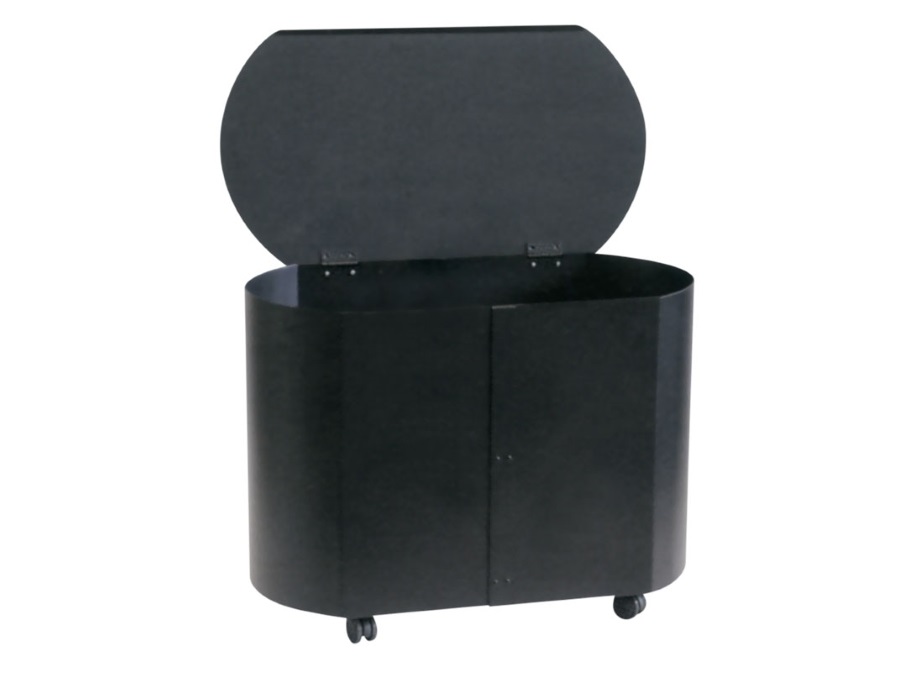 COMEX PRODUCTION S.N.C. Portapellet nero con coperchio in acciaio verniciato, h. 43 cm