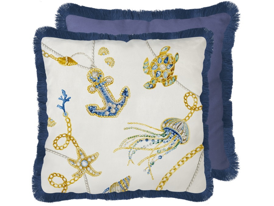 BACI MILANO Portofino - Cuscino blu in cotone 60x60 cm