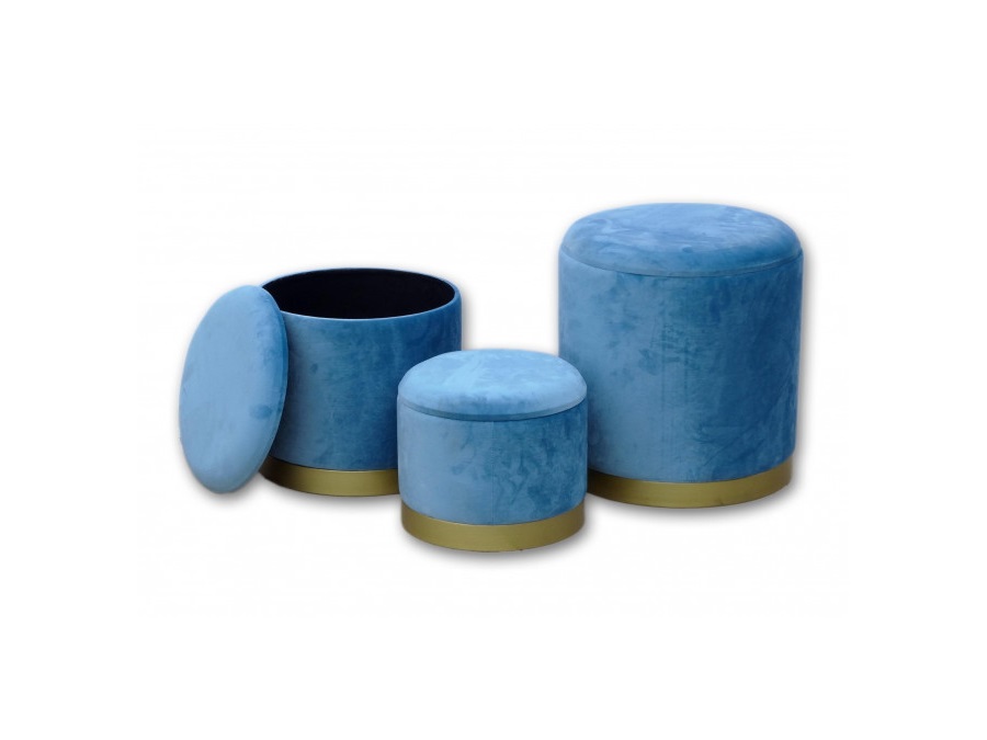 DISRAELI HOME DECOR Pouf porta - oggetti tondo in velluto blu - MISURA H 26 cm