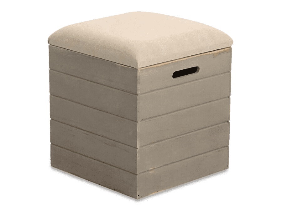 DISRAELI HOME DECOR Pouf Quadrato in Legno Grigio