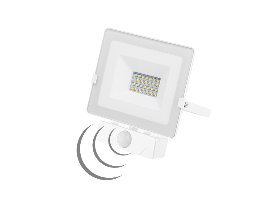 NOVA LINE Proiettore led 20W - 1500 lm - 4000K - IP54 - sensore PIR - bianco