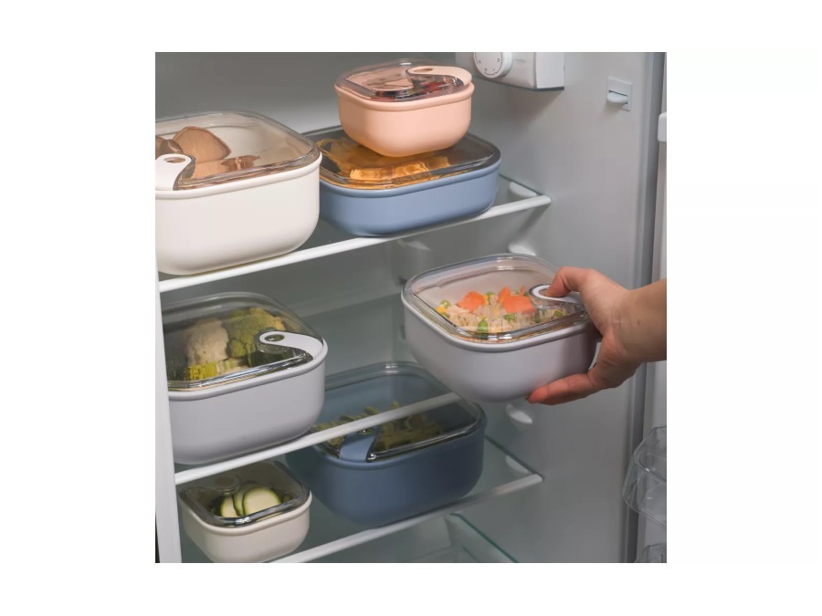 OMADA Pull box, contenitore quadrato per alimenti 19,5x19,5xH6,7 cm grigio