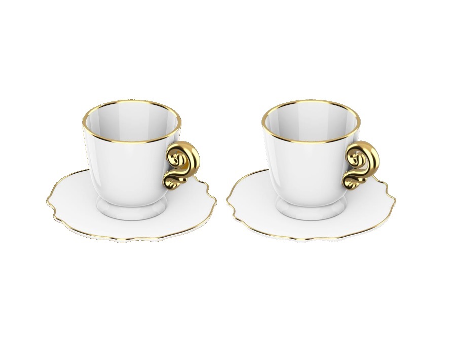 BIALETTI INDUSTRIE Pure gold, 2 tazze cappuccio con piattini