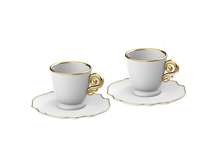 BIALETTI INDUSTRIE Pure gold, 2 tazzine caffè con piattini