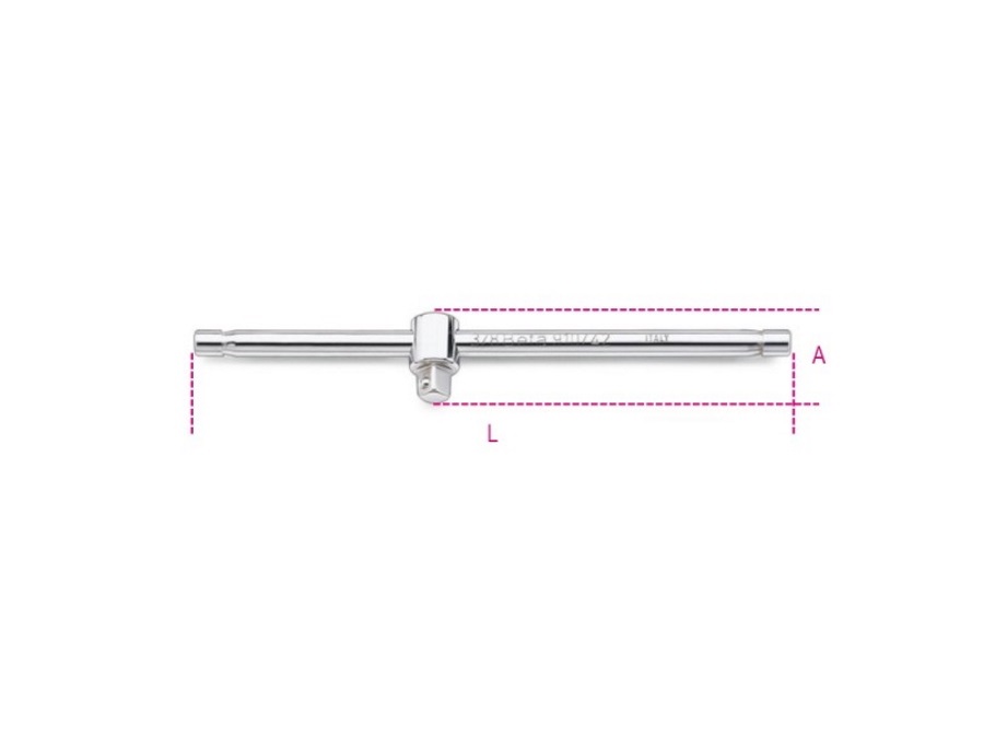 BETA UTENSILI Quadro maschio 3/8 con spina scorrevole cromato, 910/42