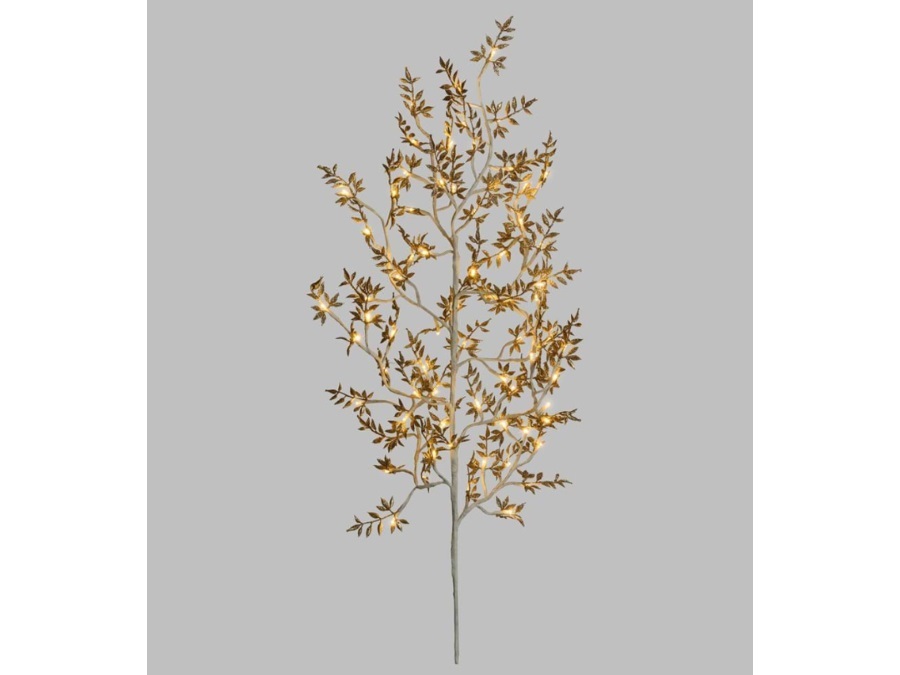 LOTTI Ramo con foglie glitter oro e led bianco caldo, 120 cm