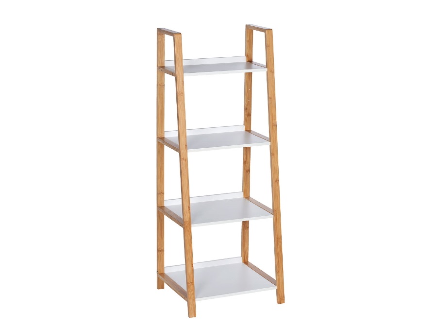 WENKO Scaffale finja, 4 ripiani, bambù/bianco