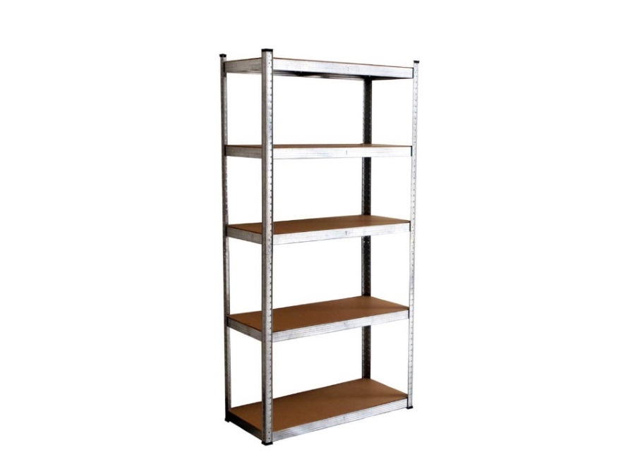 VERDELOOK SCAFFALE IN METALLO E MDF, 5 RIPIANI, ZINCATO