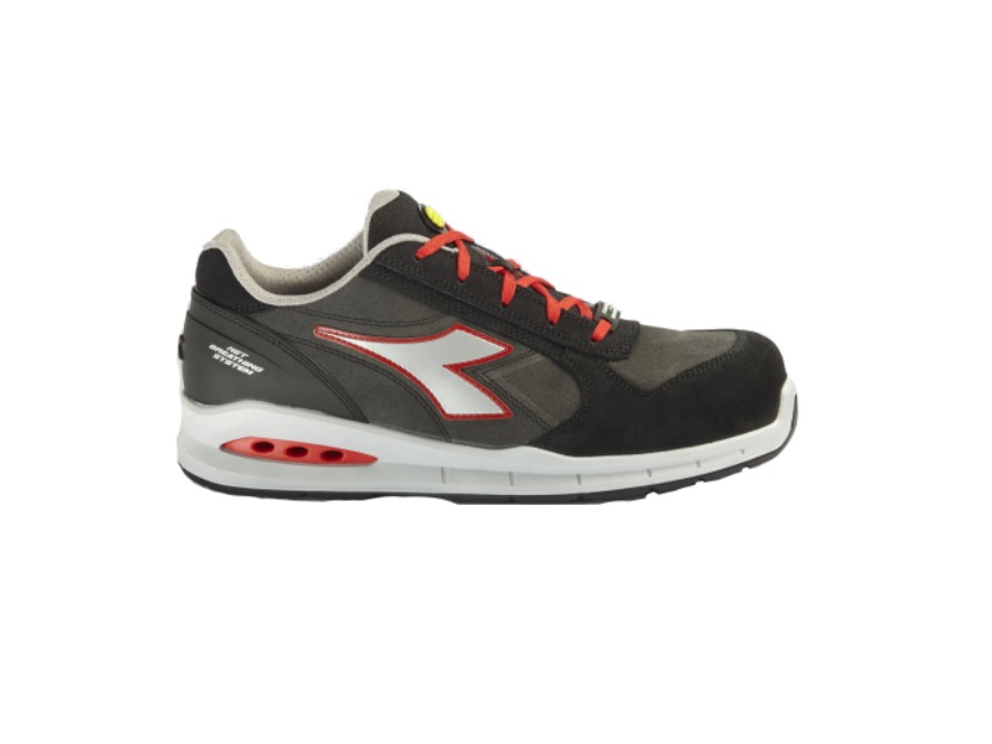 DIADORA Scarpa run net airbox low s3 src, grigio asfalto/argento/rosso