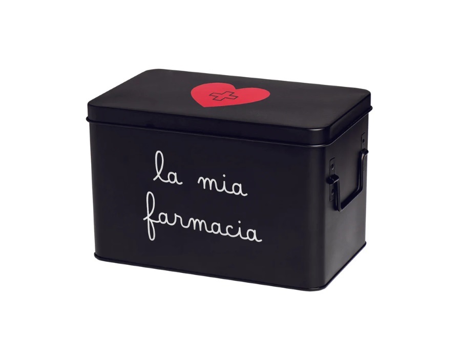 SIMPLE DAY LIVING & LIFESTYLE Scatola in acciaio verniciato La mia farmacia - 32x19x20 cm