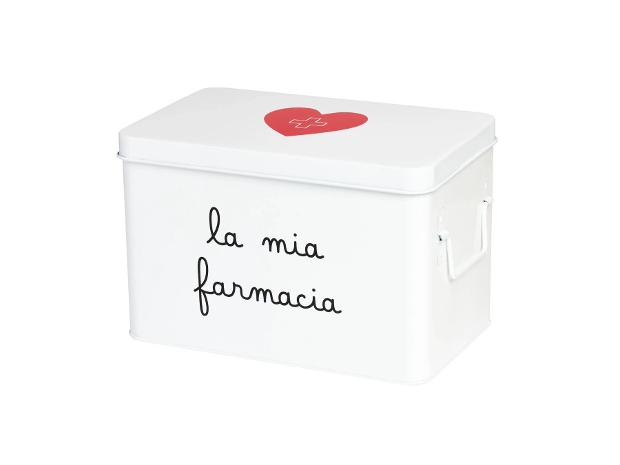 SIMPLE DAY LIVING & LIFESTYLE Scatola in acciaio verniciato La mia farmacia - 32x19x20 cm