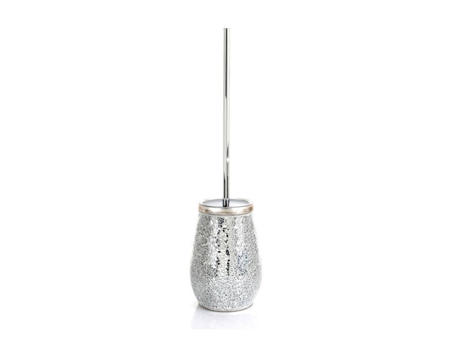 GEDY SPA Scopino wc con ciuffo in setole g-myosotis grigio/argento