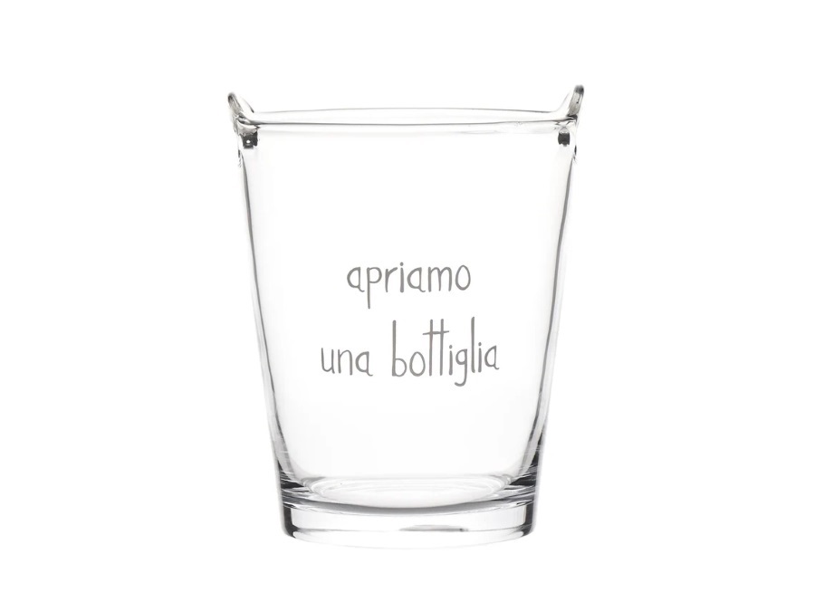 SIMPLE DAY LIVING & LIFESTYLE Secchiello portaghiaccio in vetro "Apriamo una bottiglia"