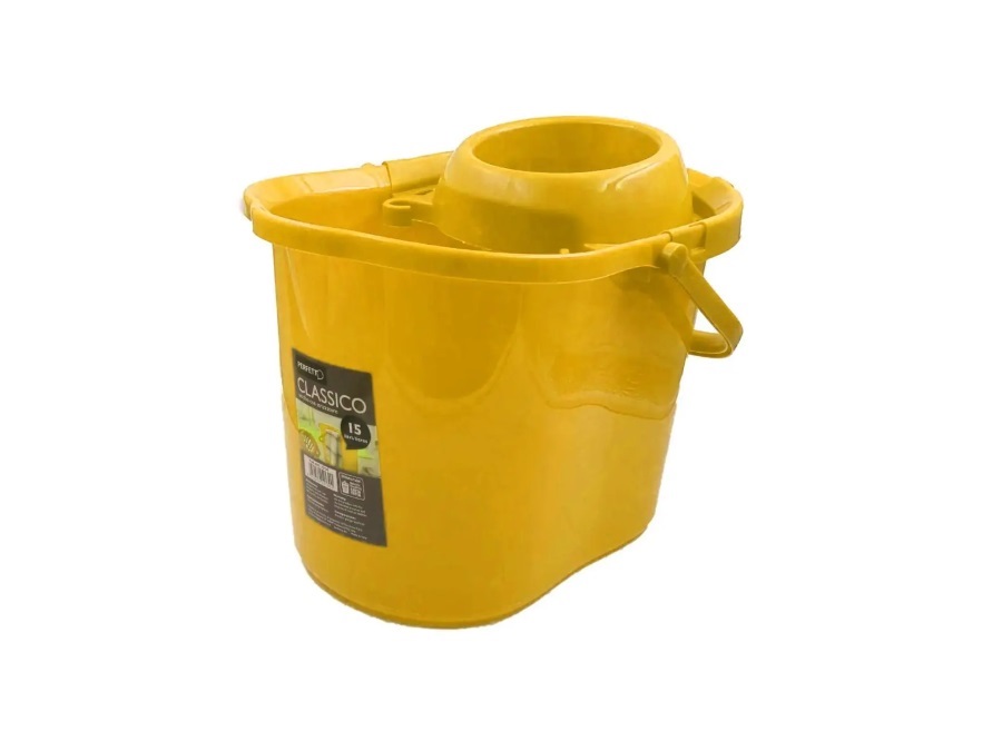 PERFETTO Secchio con strizzatore 15 lt, Giallo