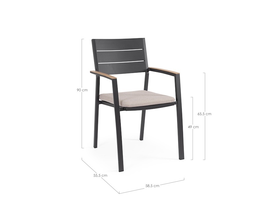 BIZZOTTO SEDIA C-BR C-C ZELMAR ANTRACITE YK13