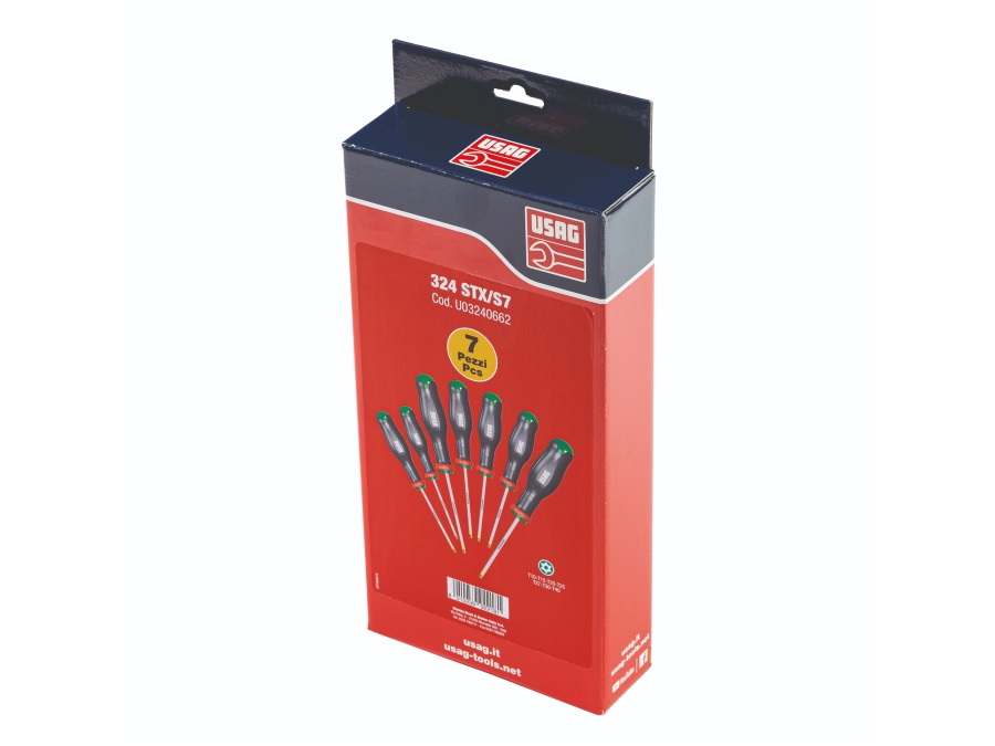 USAG SERIE DI 7 GIRAVITI CON IMPRONTA TORX TAMPER RESISTANT - ART. 324 STX/S7