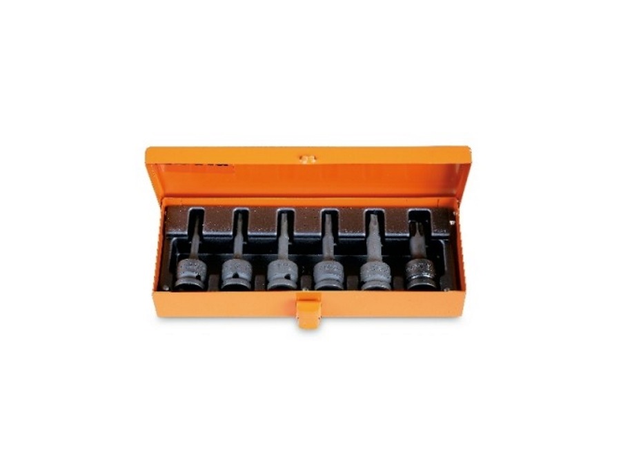 BETA UTENSILI SERIE DI CHIAVI A BUSSOLA MASCHIO PER VITI CON IMPRONTA TORX, CON ATTACCO QUADRO FEMMINA 1/2" FOSFATATE IN CASSETTA DI LAMIERA - ART. 720TX/C6