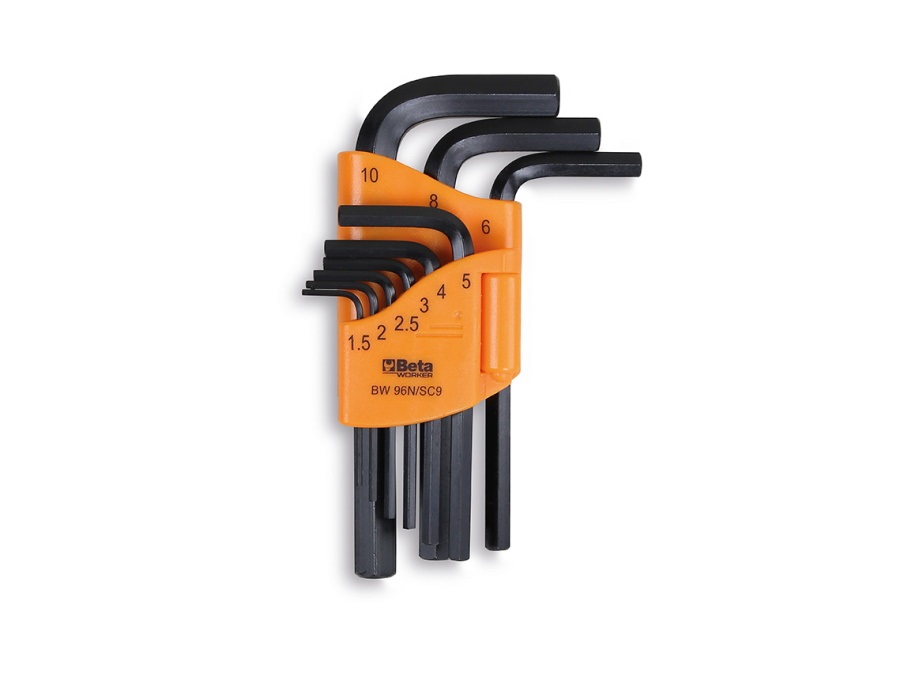 BETA UTENSILI Serie di chiavi maschio esagonale piegate, con supporto in plastica BW 96N/SC9