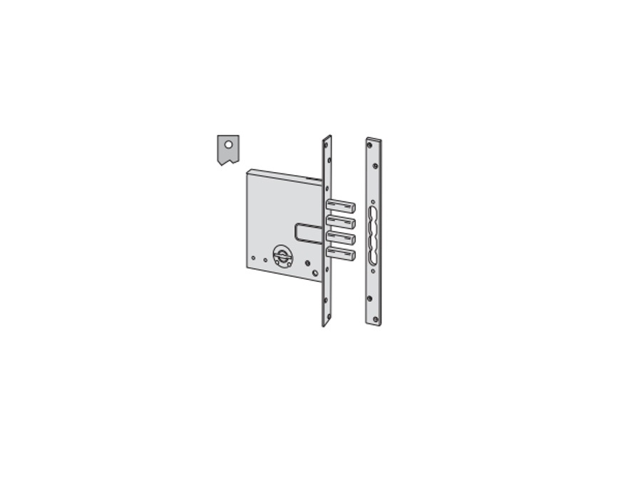 CISA SERRATURA DA INFILARE A DOPPIA MAPPA A 4 MANDATE CON CATENACCIO A PISTONI COD. 57028 60 0