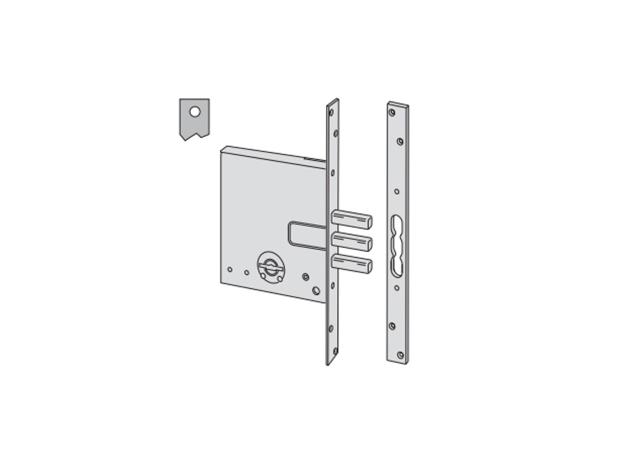 CISA SERRATURA DA INFILARE A DOPPIA MAPPA CON CATENACCIO A PISTONI COD. 57028 50 0