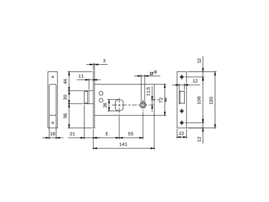 ISEO SERRATURE SERRATURA PER FASCIA COD. 725600