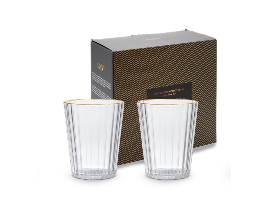 WD LIFESTYLE Set 2 bicchieri colorati in acrilico 370ml - trasparente/oro