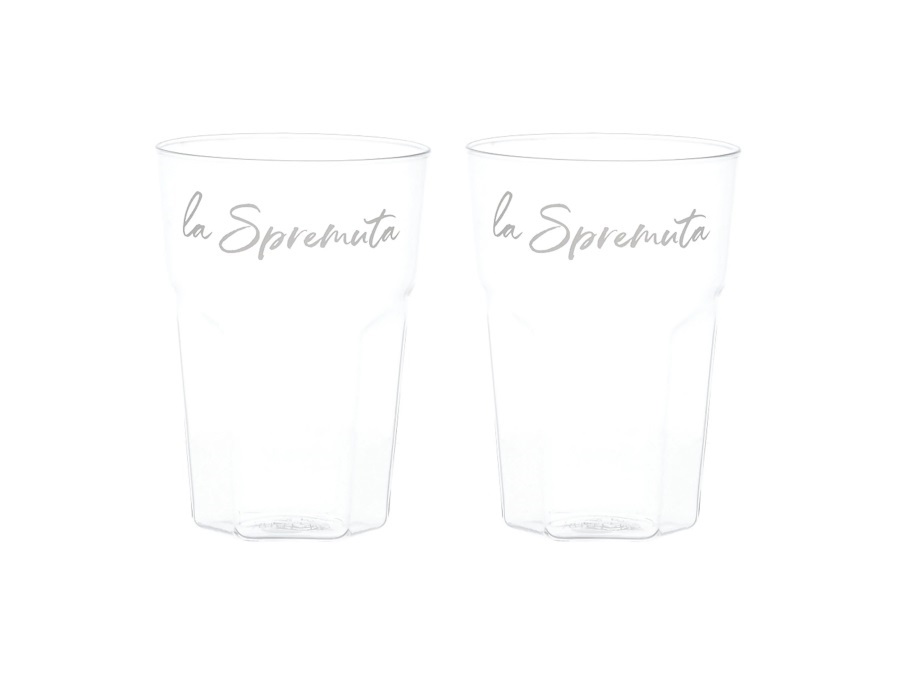 SIMPLE DAY LIVING & LIFESTYLE Set 2 Bicchieri in vetro decoro La Spremuta, 45 cl