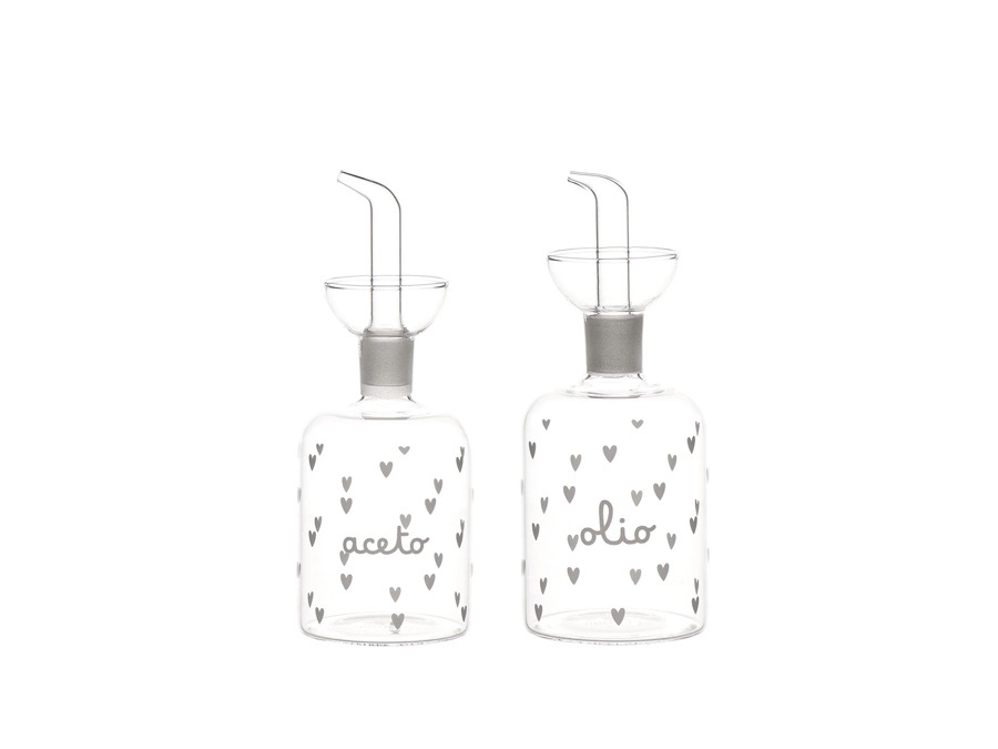 SIMPLE DAY LIVING & LIFESTYLE Set 2 bottiglie olio-aceto cuori, 250 ml