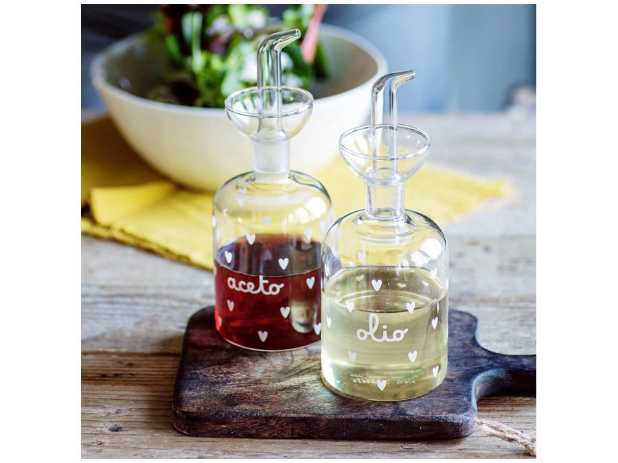 SIMPLE DAY LIVING & LIFESTYLE Set 2 bottiglie olio-aceto cuori, 250 ml