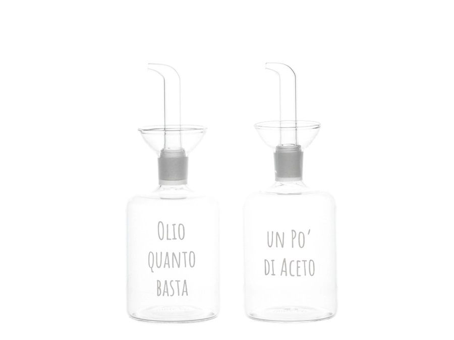 SIMPLE DAY LIVING & LIFESTYLE Set 2 Bottiglie Olio Quanto Basta - Un Po' di Aceto in stampato 2x250ml