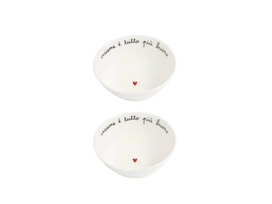 SIMPLE DAY LIVING & LIFESTYLE Set 2 Coppette in gres Insieme è tutto più buono Ø15 cm