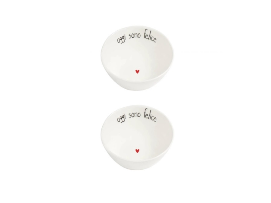 SIMPLE DAY LIVING & LIFESTYLE Set 2 Coppette in gres Oggi sono felice Ø12 cm