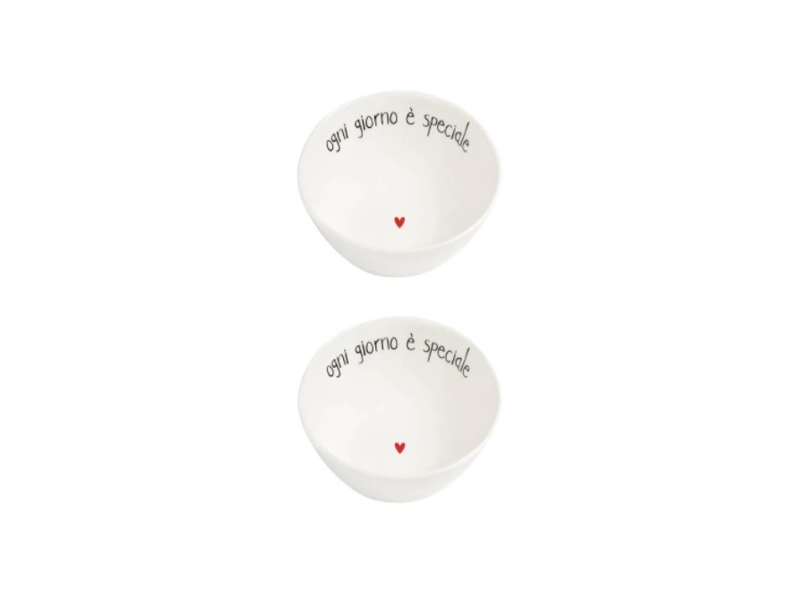 SIMPLE DAY LIVING & LIFESTYLE Set 2 Coppette in gres Ogni giorno è speciale Ø12 cm