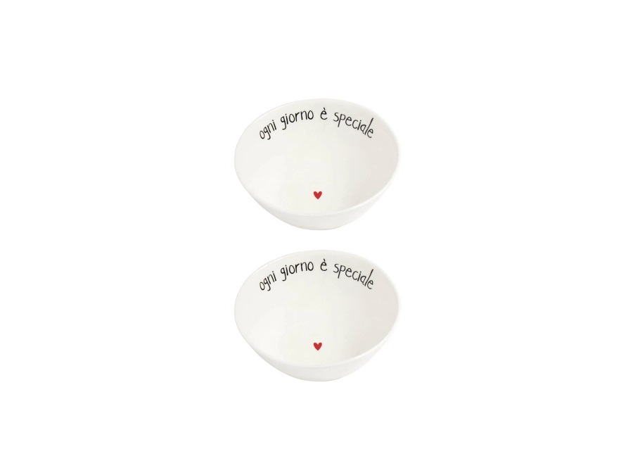 SIMPLE DAY LIVING & LIFESTYLE Set 2 Coppette in gres Ogni giorno è speciale Ø15 cm