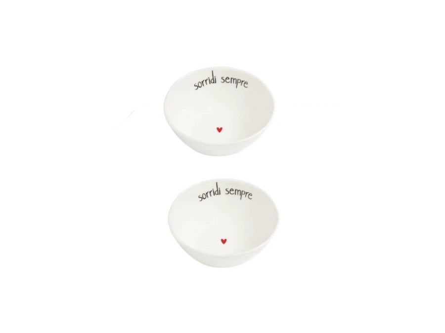 SIMPLE DAY LIVING & LIFESTYLE Set 2 Coppette in gres Sorridi sempre Ø12 cm