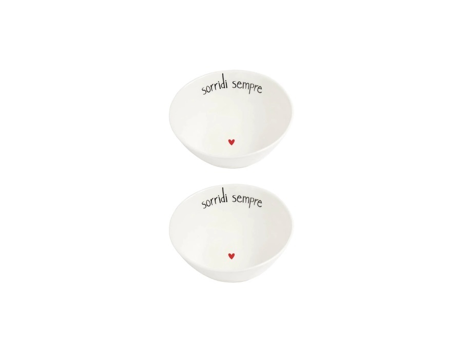 SIMPLE DAY LIVING & LIFESTYLE Set 2 Coppette in gres Sorridi sempre Ø15 cm